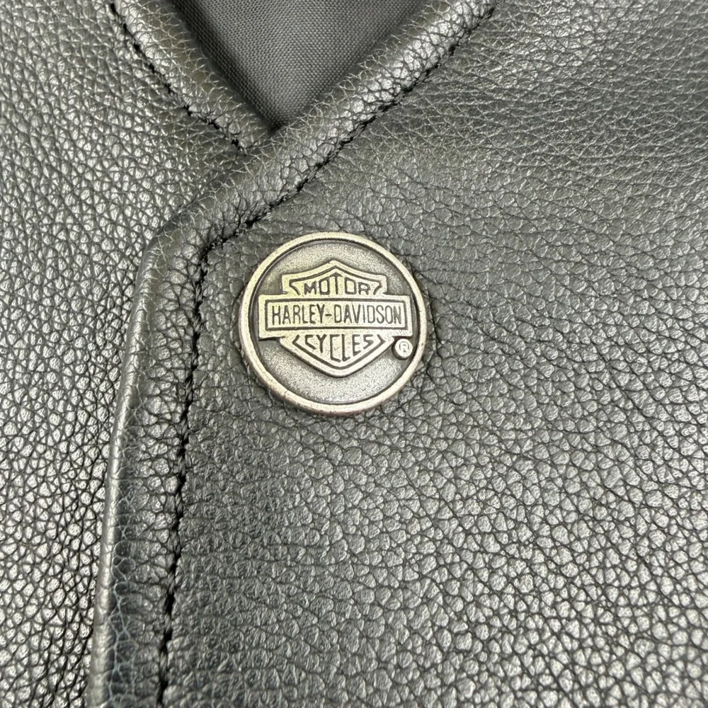 Harley Davidson Mens Leather Vest M Black Ride Free Flame Eagle Biker Motorcycle